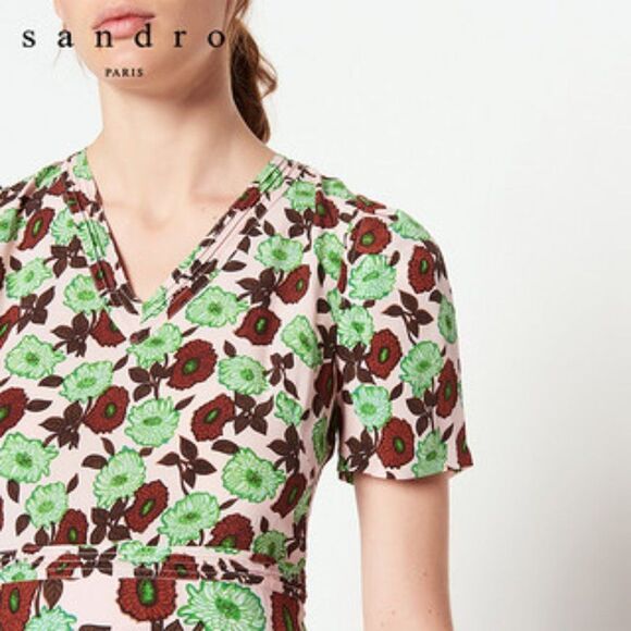 Sandro Petale Floral Silk Dress - Picture 5 of 8